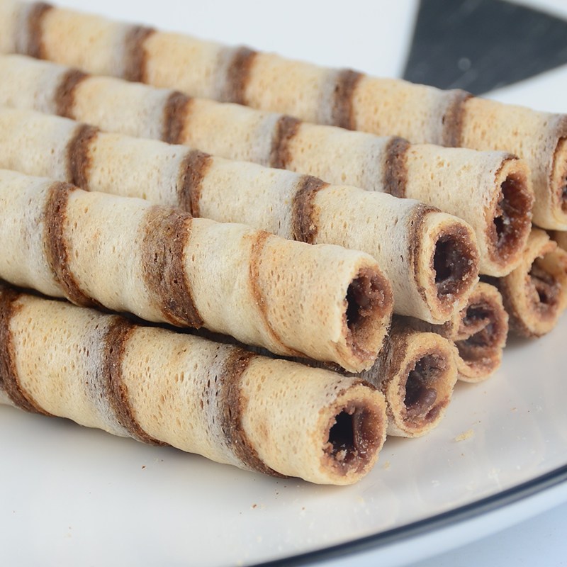 康师傅32夹心卷蛋卷香草牛奶味巧克力味办公室儿童零食品55g4盒巧克力