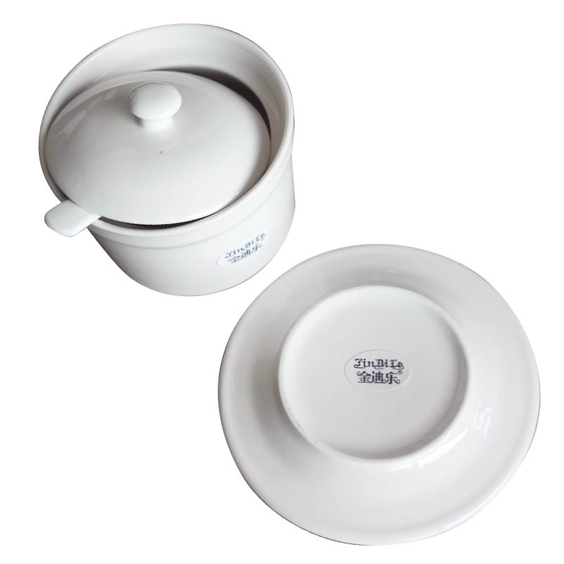 金迪乐陶瓷带盖汤碗陶瓷炖盅炖汤盅4英寸10*8.8cm/个高清大图