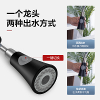 东鹏卫浴(DONG PENG) 卫浴黑色抽拉龙头洗菜盆水龙头厨房冷热水龙头厨房龙头可旋转单把双孔陶瓷片阀