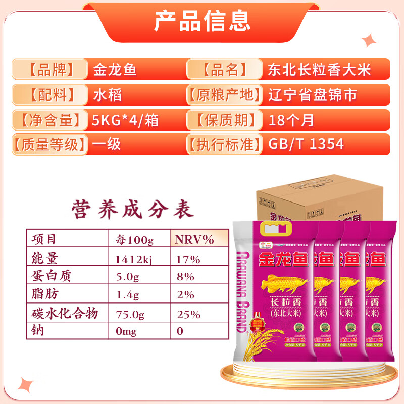 金龙鱼 长粒香大米 东北大米5kg/10斤高清大图