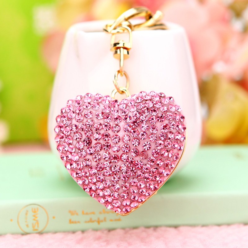 水钻水晶小爱心形汽车钥匙扣女男韩国可爱创意包挂件钥匙链圈礼品桃心