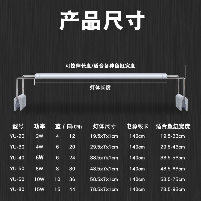 鱼缸led灯水族箱节能照明灯防水爆藻缸潜水夹灯小型支架水灯高清大图
