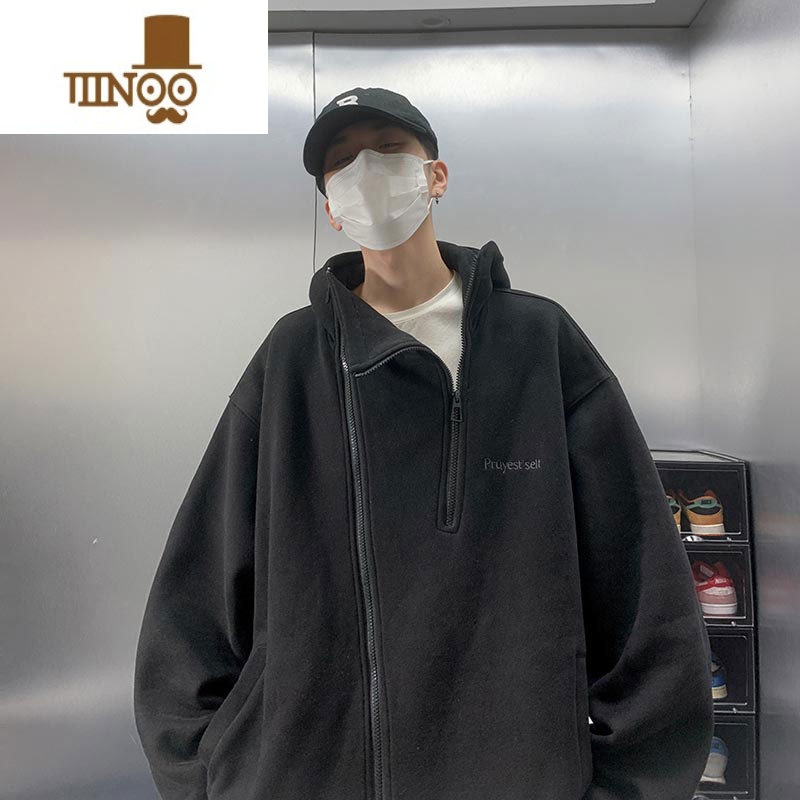 YANXU开衫卫衣男生薄款感潮牌痞帅炸街美式复古连帽外套高清大图