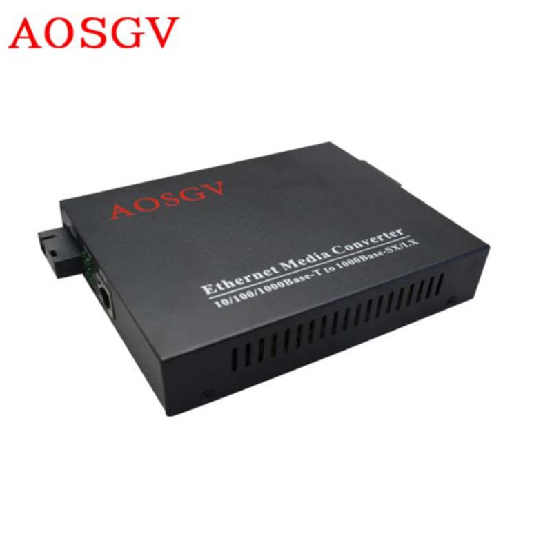 AOSGV 20公里 光纤收发器 光纤转换器 内置SC接口 千兆单模单纤1对
