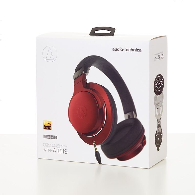 铁三角(audio-technica) ATH-AR5iS 高解析音质便携头戴式耳麦 HIFI 重低音 红色