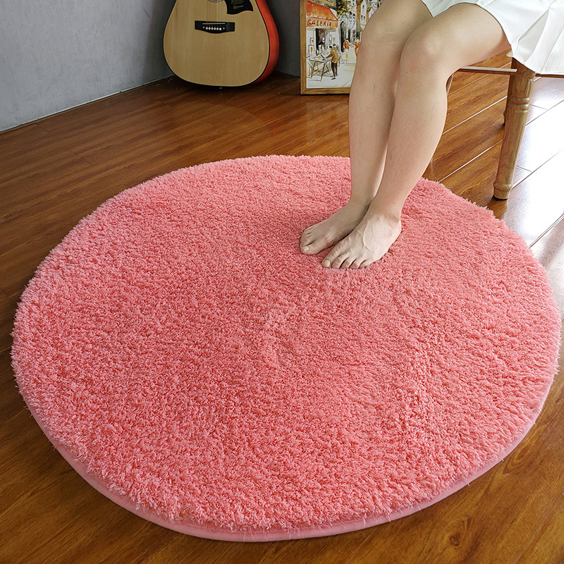 美帮汇圆形吊篮藤椅地毯摇篮电脑椅梳妆台加厚防滑底床边羊羔绒地垫 西瓜红 长方形2×1.4米