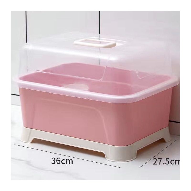 厨房用品置物架特大小号筷子碗筷收纳盒抽屉式沥水碗架家用置物架|北欧粉 中号升级款抽屉式(奶瓶材质)