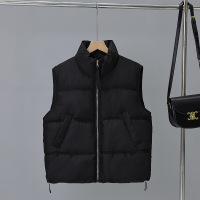 韩版立领女厚羽绒棉马甲面包服时尚休闲宽松百搭坎肩外套秋冬 M 黑色