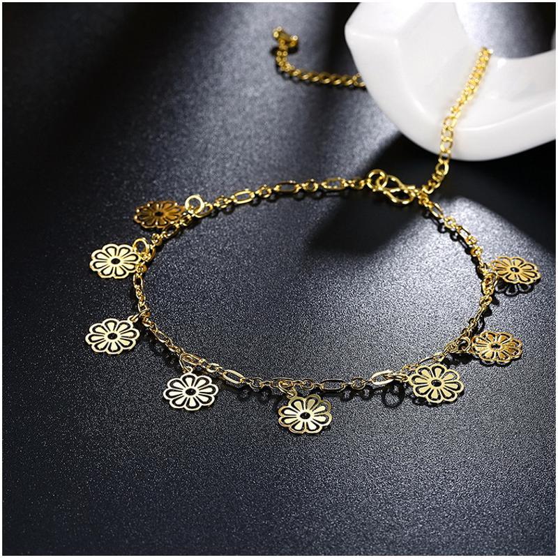 A062-A Women 18K yellow gold anklet jewelry 镀黄金色女脚链潮