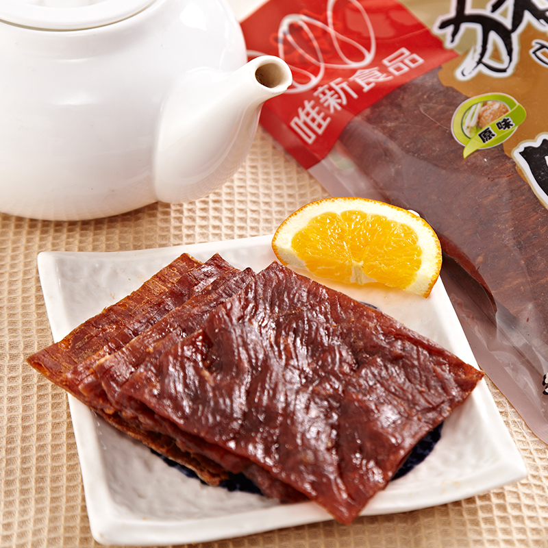 唯新 50g私房原切牛肉片 17g原味猪肉脯 组合装高清大图