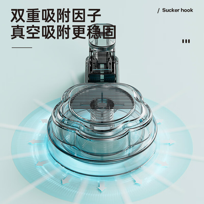 谋福 旋转吸盘挂钩 免打孔真空挂钩(梅花款—透明灰)*/个高清大图