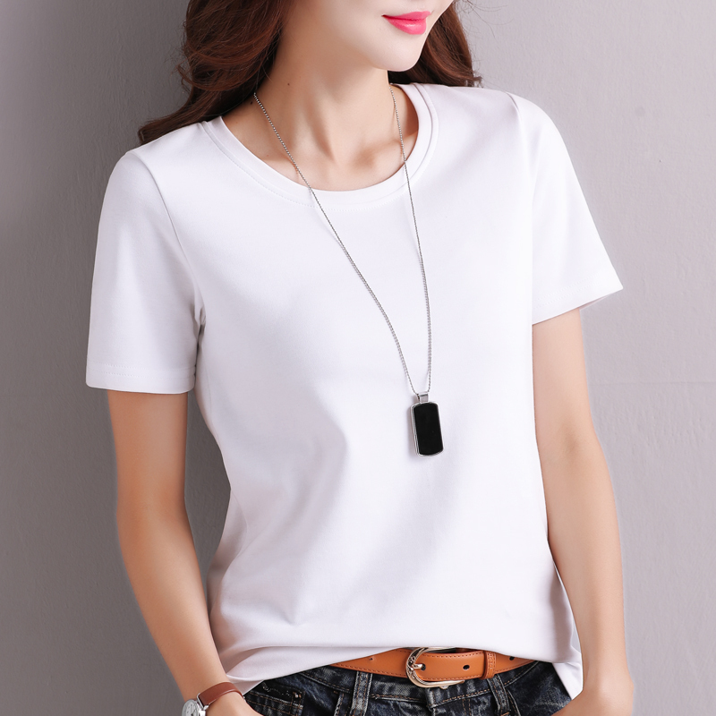 tpxhe2020新款夏季白色短袖t恤女潮韩版圆领半袖宽松纯黑色上衣体恤女