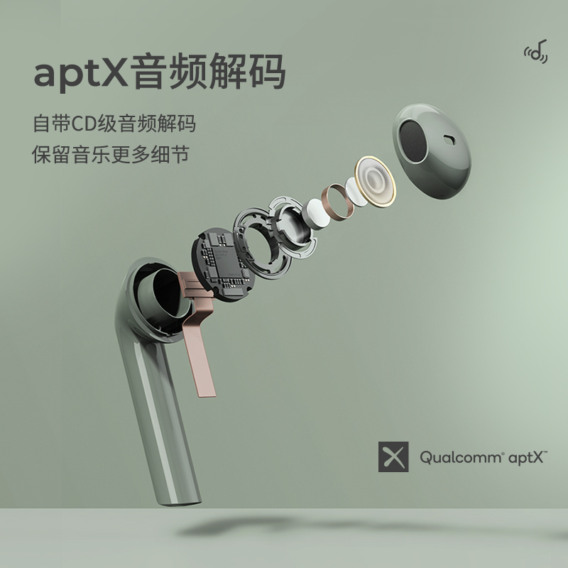 漫步者x冇心立体高清蓝牙耳机女生款可爱超长待机隐形安卓通用苹果华为oppo vivo有心薄雾粉