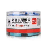 得力 8552-2# 彩色长尾票夹41mm(筒装)(混)(24只/筒)