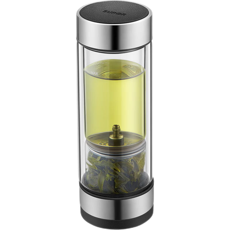 苏泊尔(SUPOR)茶水分离玻璃杯双层玻璃泡茶水杯男女士高档礼盒装商务办公车载便携家用杯子 KC36JH10/360ML