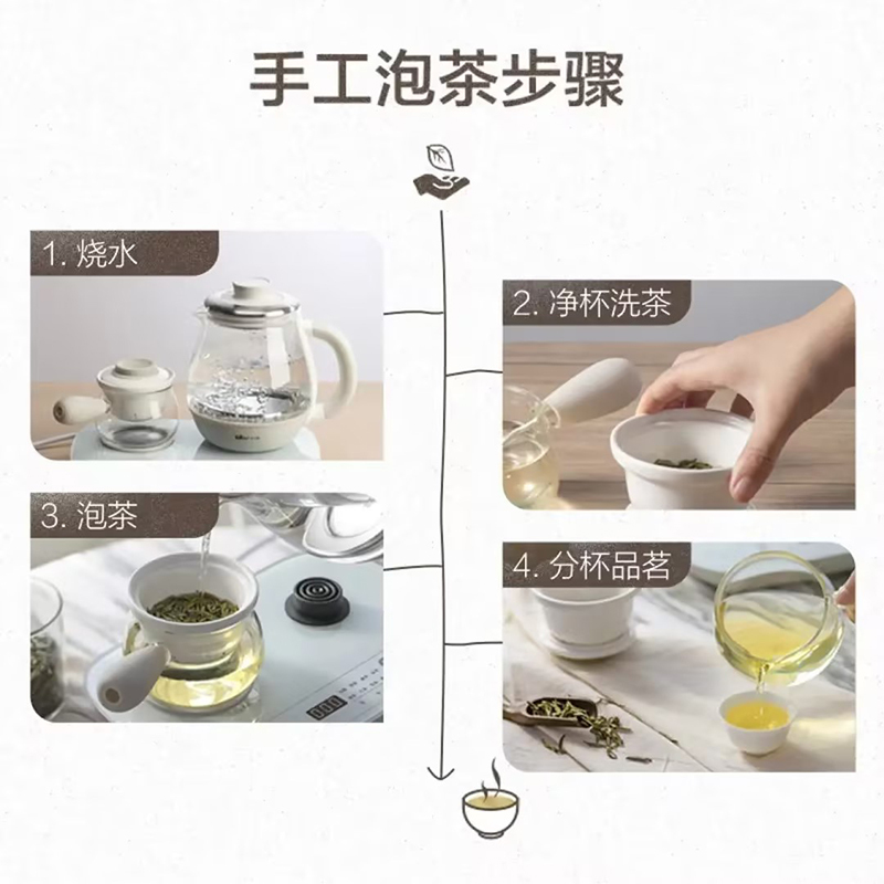 小熊煮茶壶电水壶0.8L喷淋式不锈钢养生壶ZCQ-A08E1