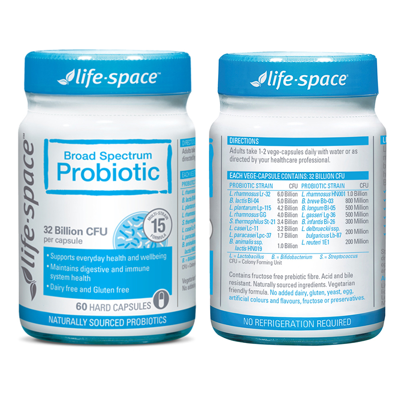 Life Space成人益生菌胶囊320亿活菌成人广谱肠胃益生菌60粒高清大图