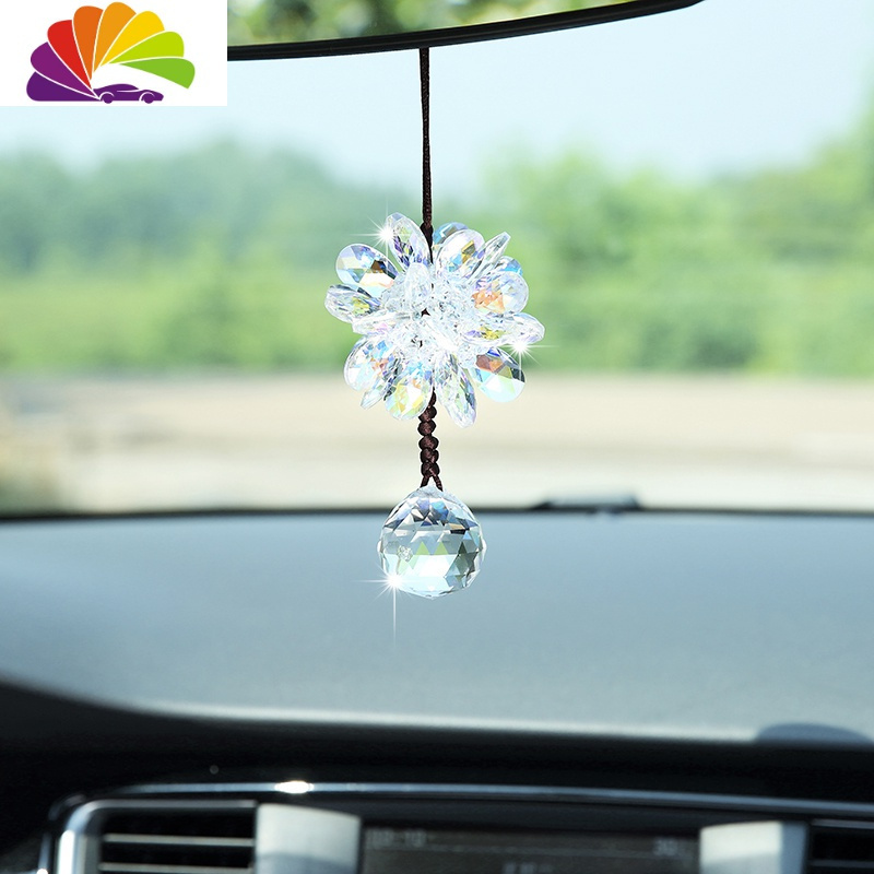 舒适主义韩国新款汽车挂件水晶粉色女士车内饰品车载挂饰车上车用吊坠