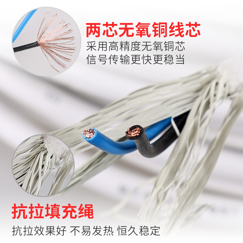 德力西电气（DELIXI ELECTRIC）电线RVV铜芯国标铜线50米白色2.5平方两芯