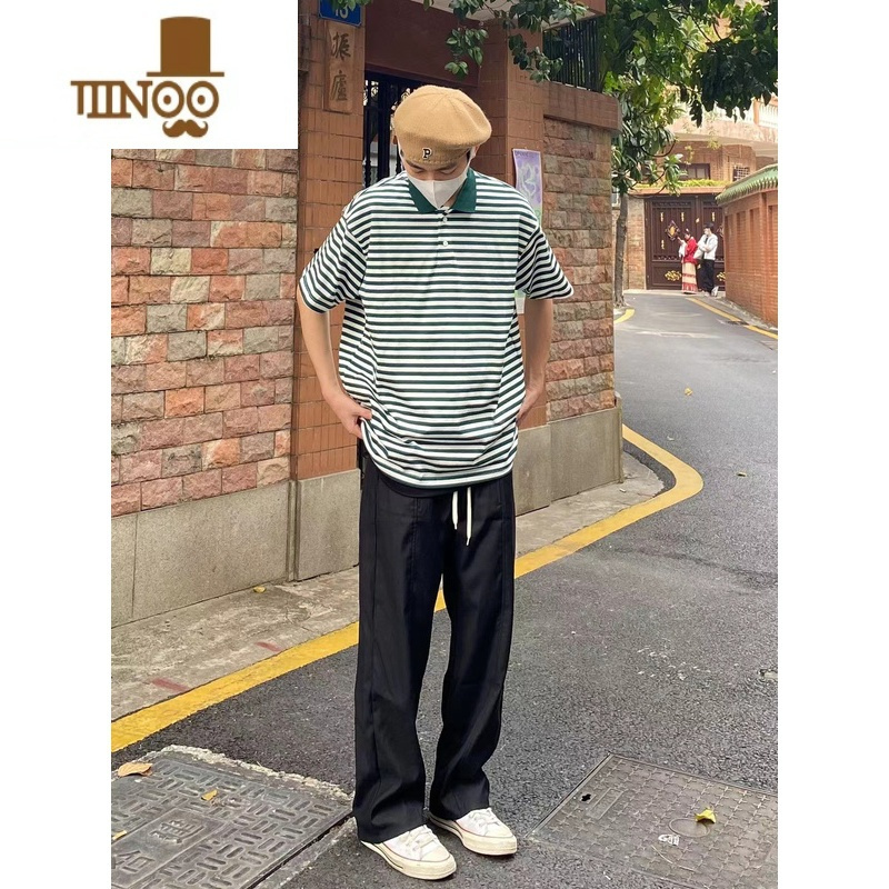 YANXUAHCN百搭基础纯色抽绳西裤压褶小众设计感西装裤休闲宽松男女长裤