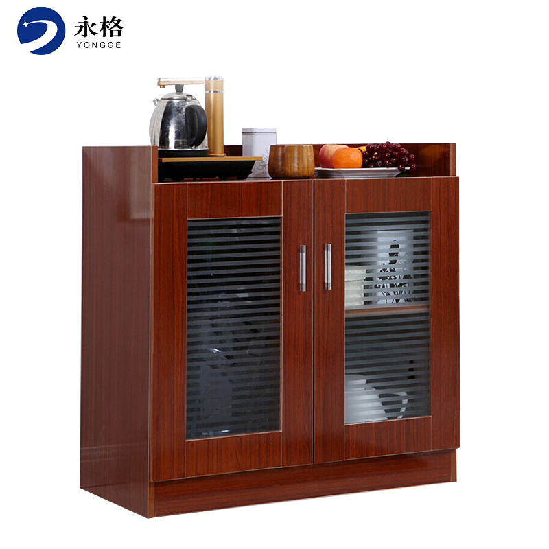永格矮柜储物柜茶水柜办公室会议室茶水柜现代简约茶水间柜柚木色