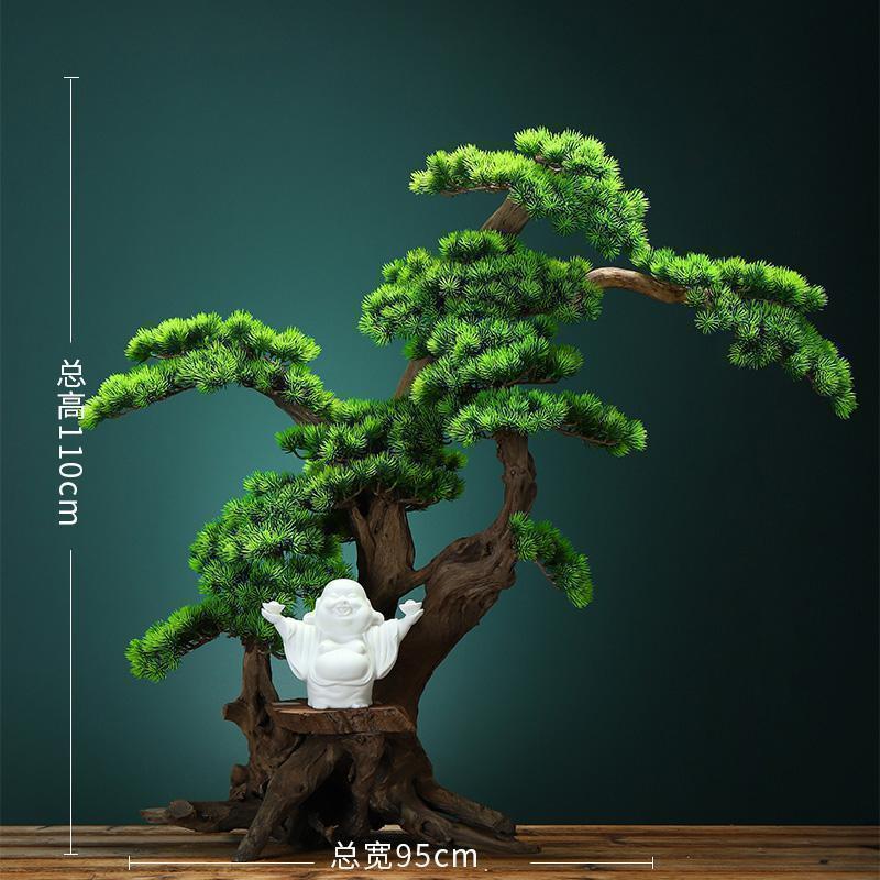 美帮汇新中式大型仿真创意假树迎客松盆景植物摆设室内落地装饰绿植摆件高清大图