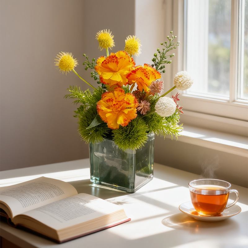 山之只 桌面仿真花艺 14*18cm 个高清大图