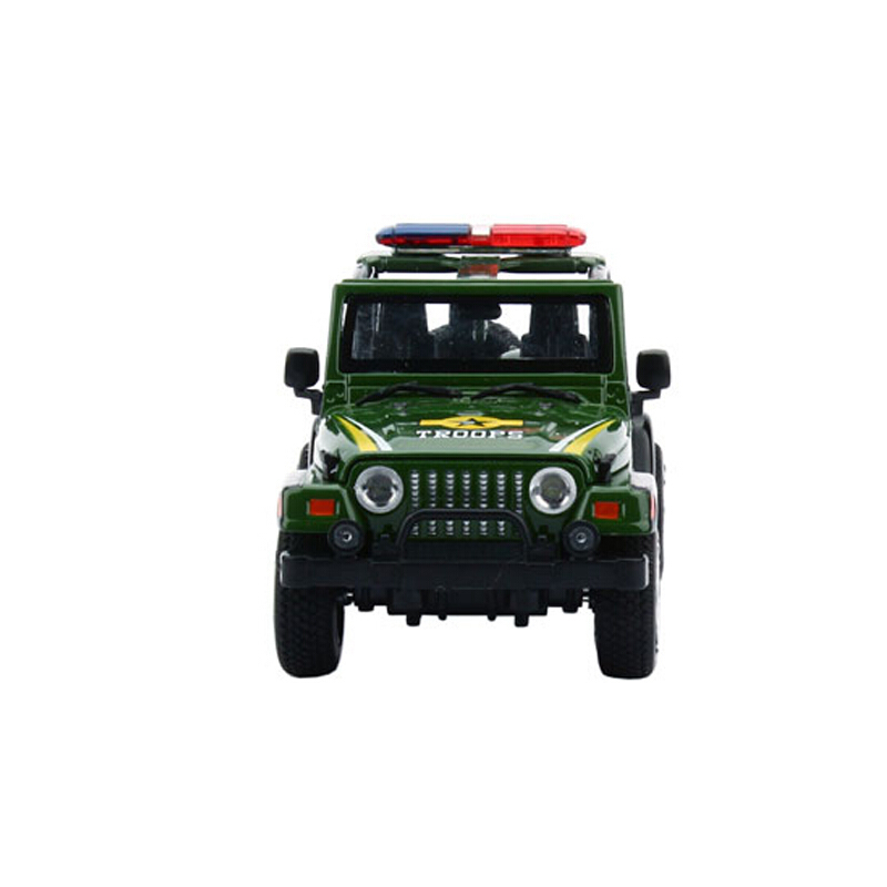 合金车汽车模型警车玩具车模型铁车带声音灯光回力汽车玩具牧马人警车