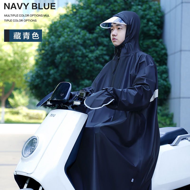 成人男女长帆布加厚户外劳保加大加肥耐磨工地长款雨衣分体套装 有袖雨披藏青色黑色） 3XL