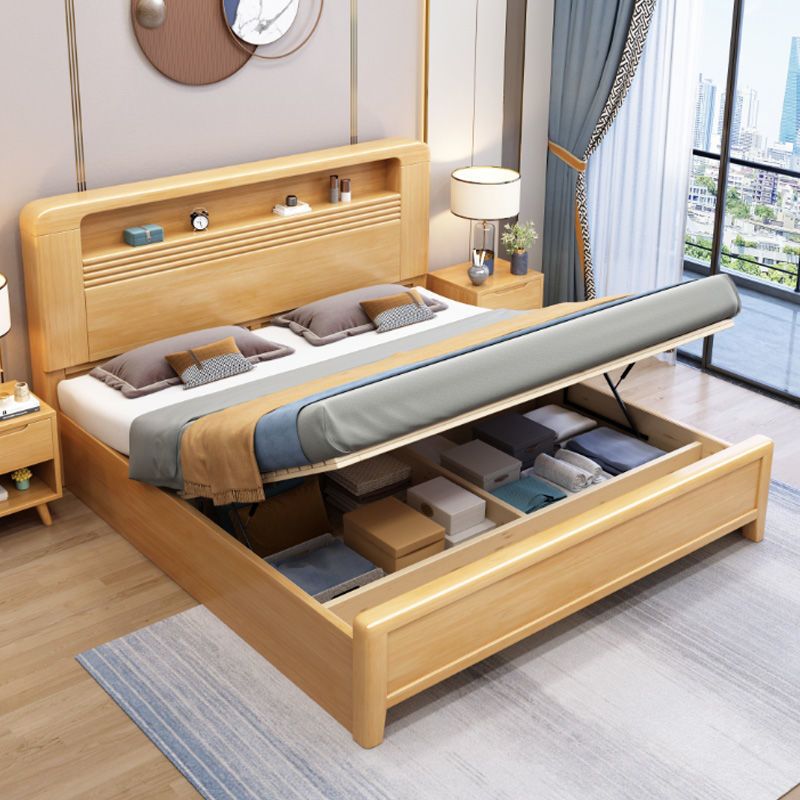 百冠环球 北欧日式实木床1.5米单床1.8米双人床现代实木高箱储物床