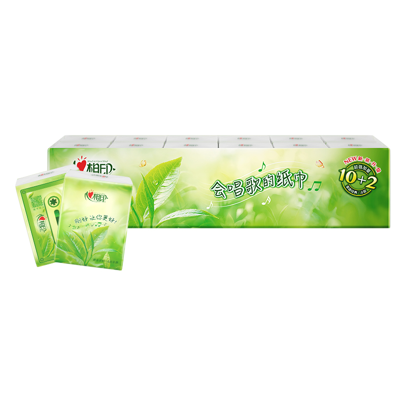 心相印(Mind Act Upon Mind) 手帕纸茶语小包纸巾随身装便携式卫生纸面巾纸 12包*1条 C1710