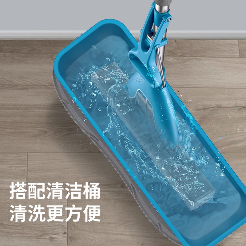 【特币兑换】可伸缩免手洗吸水拖把懒人旋转式对折家用胶板拖把_698高清大图