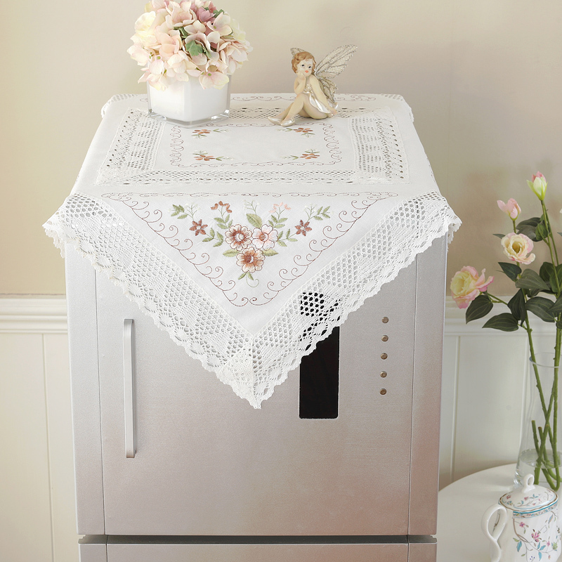 5154棉纱蕾丝微波炉罩套金铂喜布艺冰箱空调防尘罩