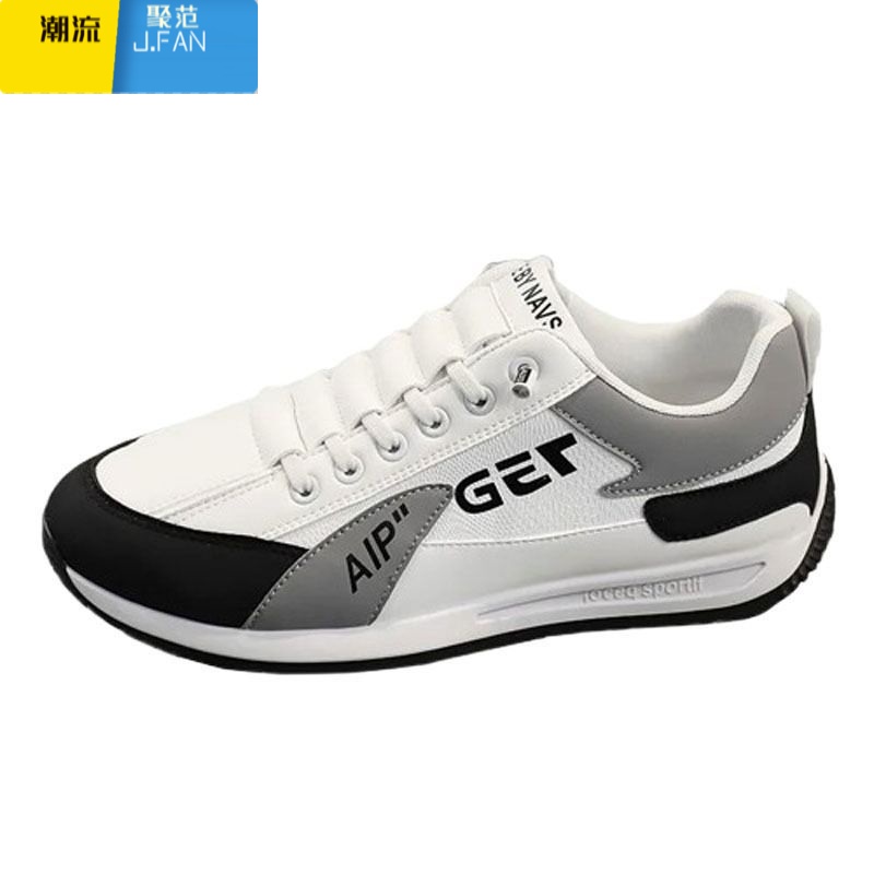 聚范春季一脚蹬男鞋运动板鞋男士休闲小白鞋厚底透气鞋子耐磨高清大图