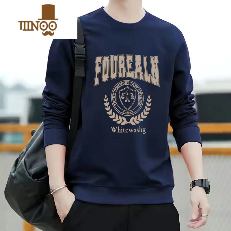 YANXU无帽圆领卫衣男薄款长袖外套潮牌2023年美式复古套头上3帽高清大图