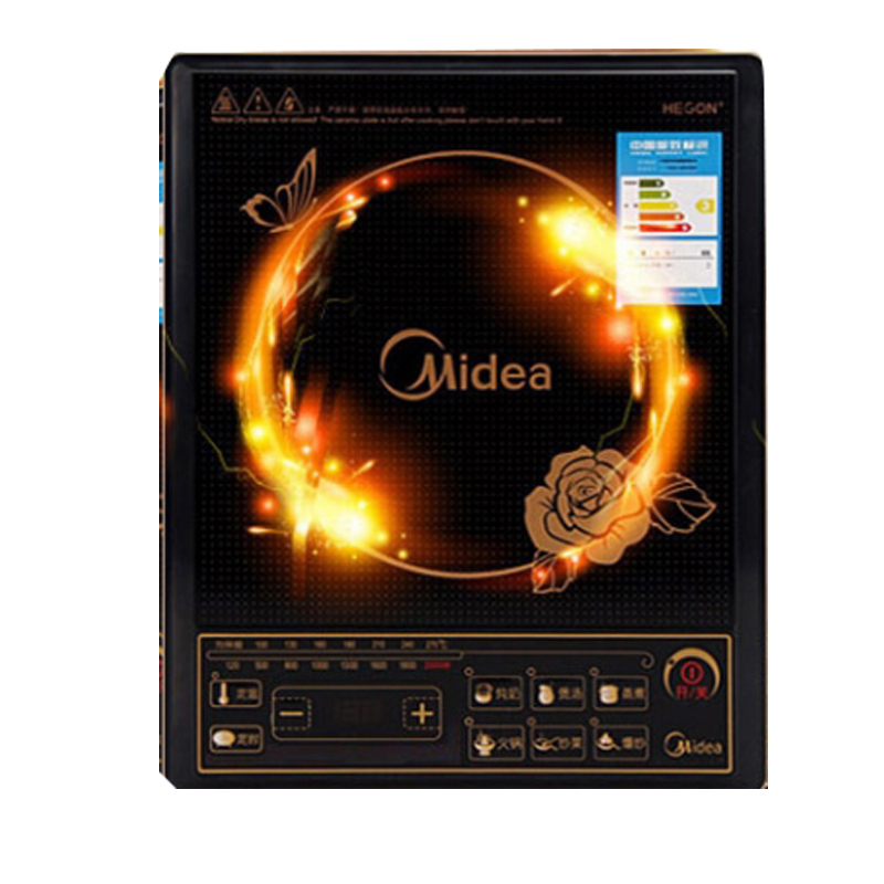 美的（Midea）电磁炉HK2002家用家用饭店餐馆火锅按键式电磁灶大火力防水火力档位8档微晶面板2000W
