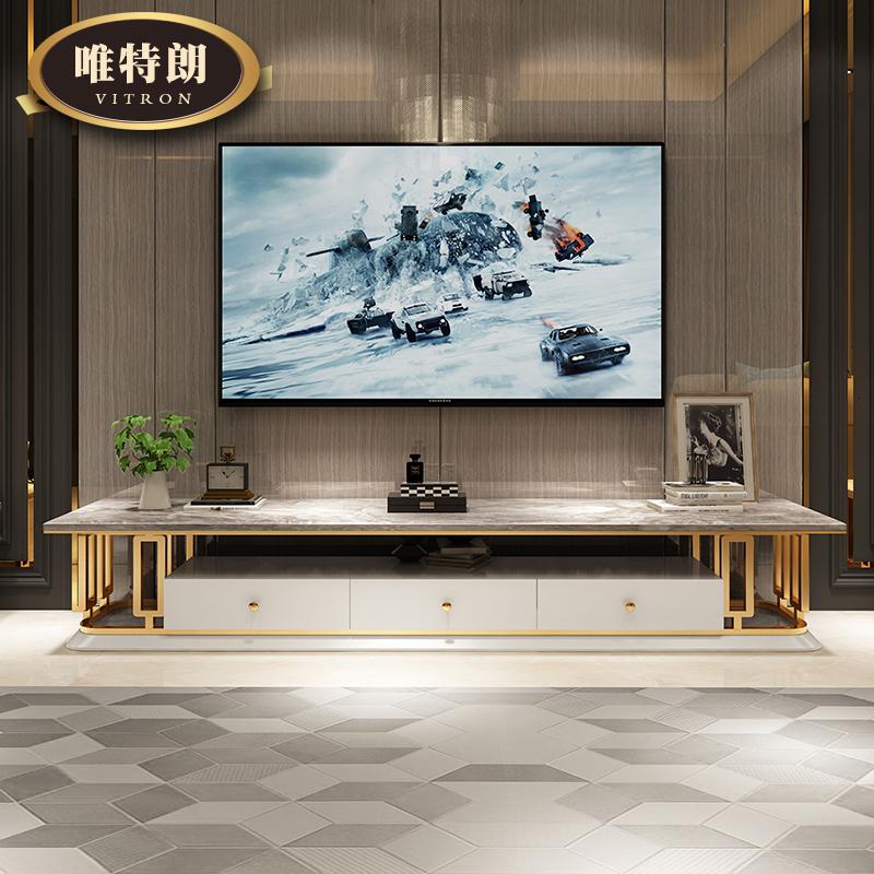 后现代轻奢大理石地柜电视柜客厅背景墙柜别墅家具整装组合高清大图