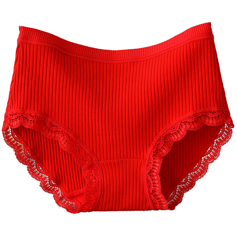yunwuxin大红色女士棉中腰本命属牛年内裤女舒适喜庆包臀新婚三角裤头