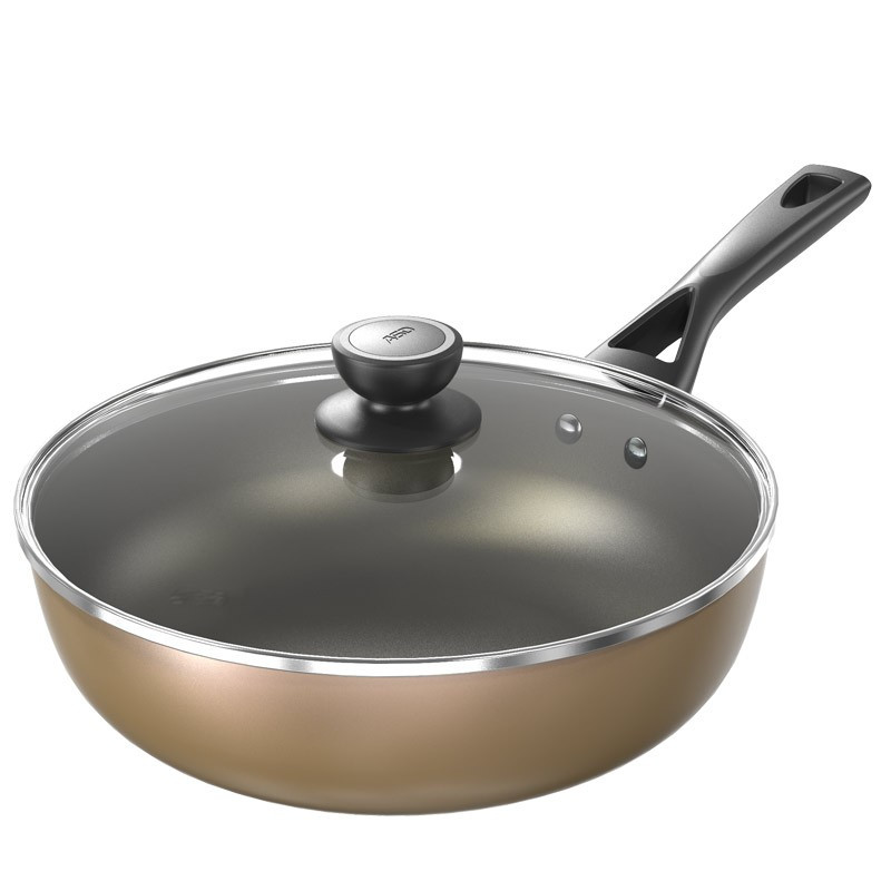28CM 红色 JL28G2WG-C 爱仕达(ASD)锅炒锅不粘锅家用炒菜锅28CM麦饭石色平底煤气灶专用锅子少烟不沾燃
