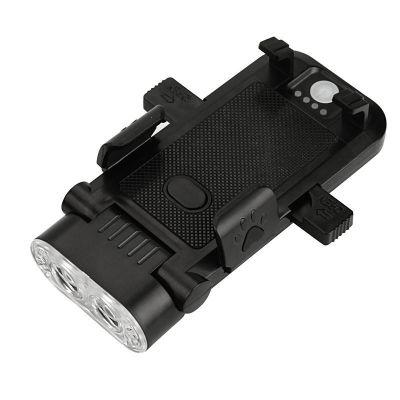 黑色[无喇叭] 四合一自行车灯山地车前灯强光充电宝喇叭灯单车灯手机架夜骑灯