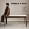 全友家居新中式餐厅客厅实木框架钢化玻璃台面餐桌软包坐面餐椅家具