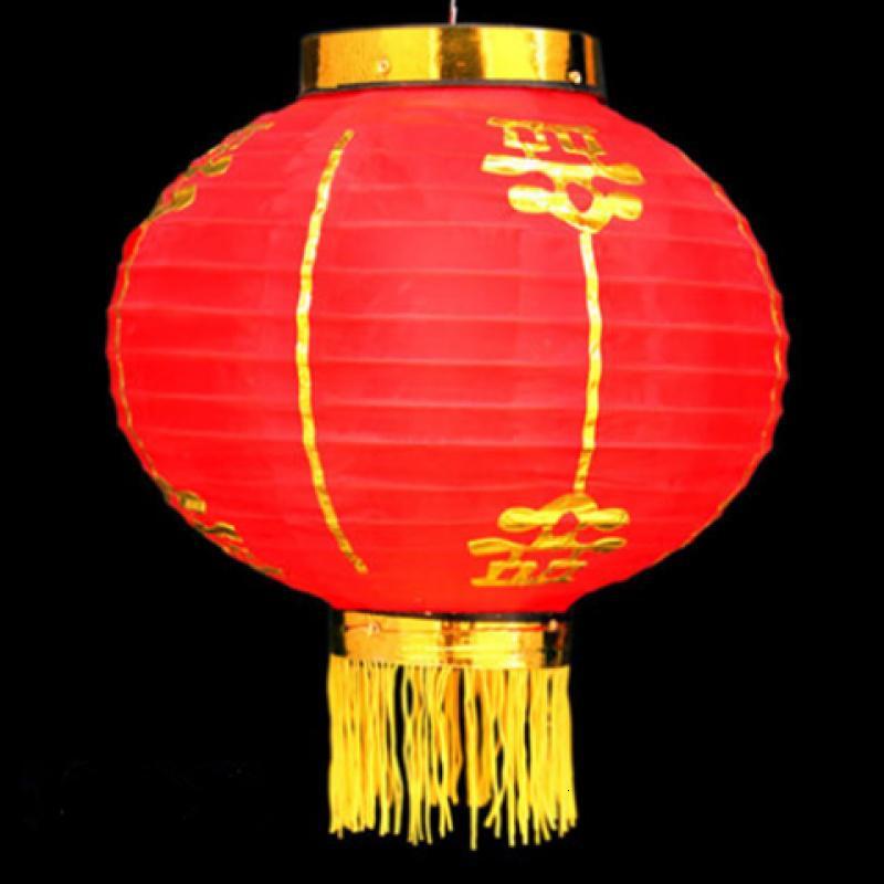 14寸金边镀金口2个 (2只价格)日韩式舞蹈道具金边全红圆灯笼 酒店商场节庆装饰用品