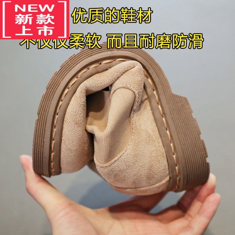 可莉允女童马丁靴2022年春秋冬季松紧短靴复古英伦单靴小女孩加绒儿童靴图片