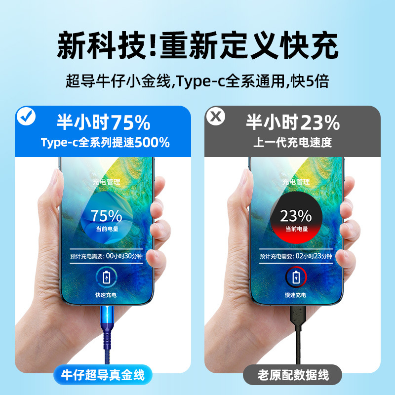 邻家-Type-C第六代带灯快充线-黑色1米( 数据线不伤机 真金快充 低温快充 10倍耐用 低温快充 真金插头1)