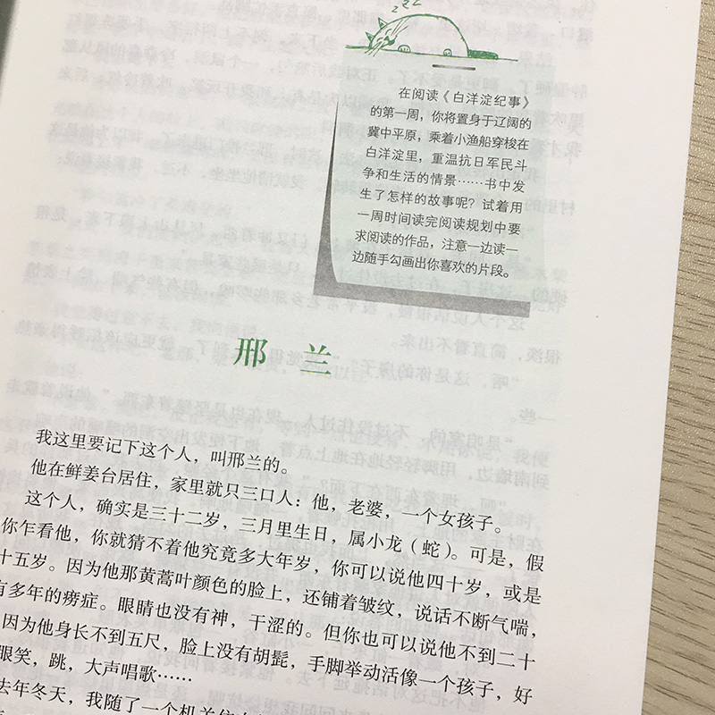 白洋淀纪事[人民教育出版社] [正版]白洋淀纪事 孙犁原著初中生7七年级上册课文建议阅读经典文学名著书籍军事小说文学完整高清大图