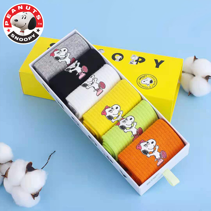 史努比(SNOOPY)儿童袜子婴儿宝宝袜子纯棉袜男女童袜子 六双礼盒装SNB801