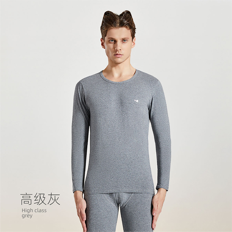 猫人纯棉秋衣秋裤男女士50支云朵棉修身打底保暖内衣套装 男L/170【推荐110-125斤】 男高级灰