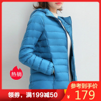 雅鹿羽绒服女2019新款正品轻薄短款白鸭绒冬季时尚连帽保暖外套潮