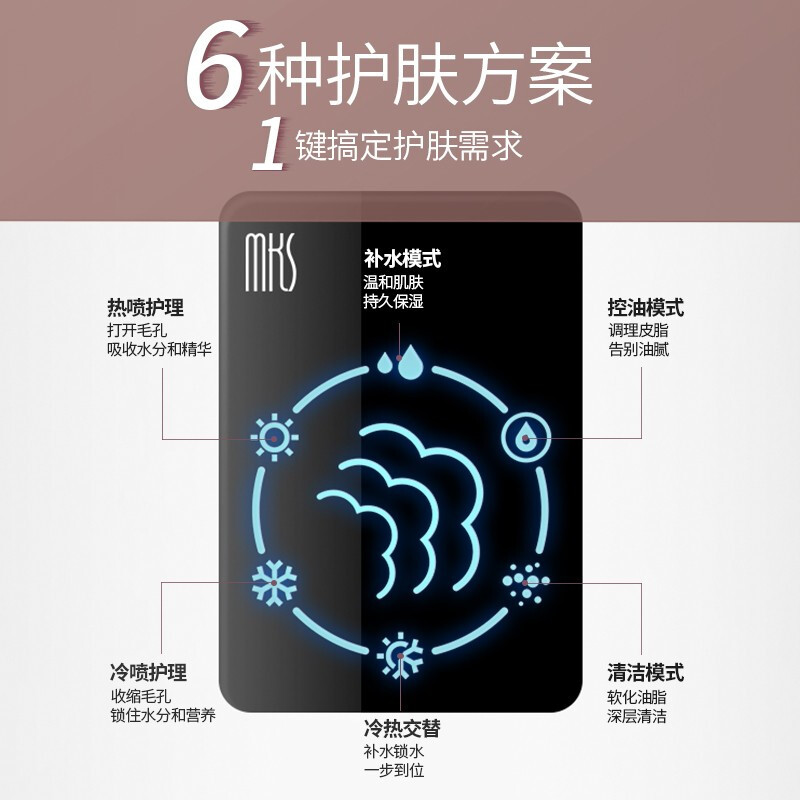 美克斯(MKS)蒸脸器 NV8385触屏补水保湿仪家用美容仪器冷热香薰蒸脸器 脸部加湿器蒸脸仪补水仪 流光粉