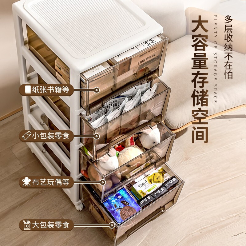JEKO&JEKO 零食收纳箱抽屉式家用衣服杂物特大号收纳柜玩具塑料柜子整理储物透明盒